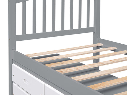 Platform Storage Bed Solid Wood Bed With 6 Drawers