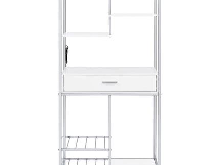 Draper - 5 Shelf LED Wine Cabinet With Pull Out Drawer - Gloss White