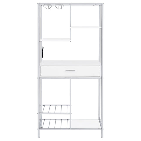 Draper - 5 Shelf LED Wine Cabinet With Pull Out Drawer - Gloss White