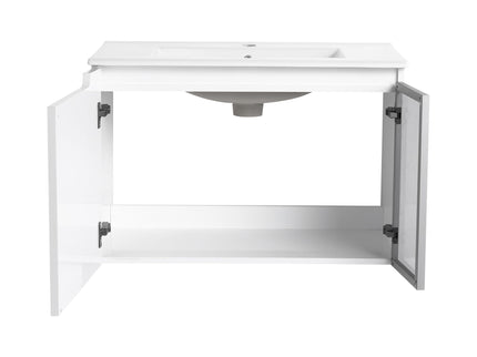 Wall Mounted Bathroom Vanity With Sink, Soft Close Doors, Cabinet & Half Door