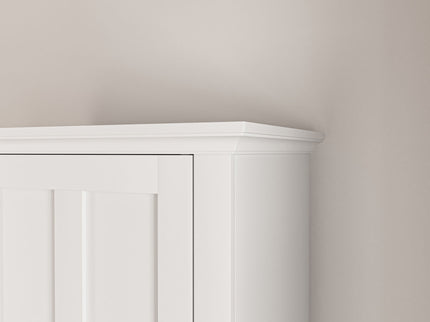 Wooden Bathroom Floor Storage Cabinet With 2 Doors And 6 Shelves - White