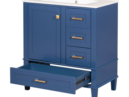 Bathroom Vanity, Modern Bathroom Cabinet With Sink Combo Set, Bathroom Storage Cabinet With A Soft Closing Door And 3 Drawers, Solid Wood Frame