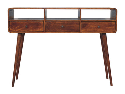 Triple Curved Console Table - Brown