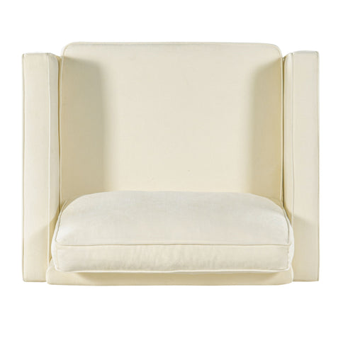 Accent Chair Upholstered Single Sofa With Square Arms, Sewn Pillow Back For Living Room