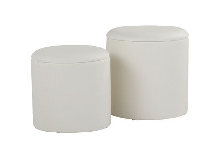 Maverick - Contemporary Nesting Ottoman Set With - Cream