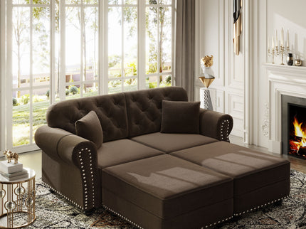 Upholstered Sofa Set With Nailhead Trim And Rolled Armrests, Includes Pillows