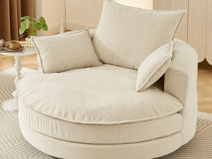 360° Swivel Accent Barrel Chair With Dual Layer Cushion And 3 Removable Pillows
