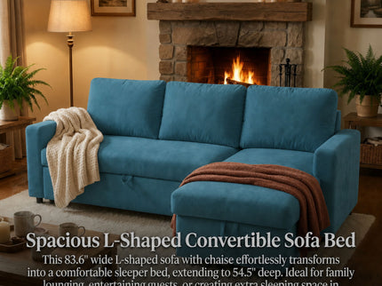 L - Shaped Convertible Sofa Bed With Storage Chaise