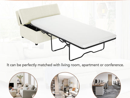 Twin Size Folding Ottoman Sleeper Bed With Mattress Convertible Guest Bed