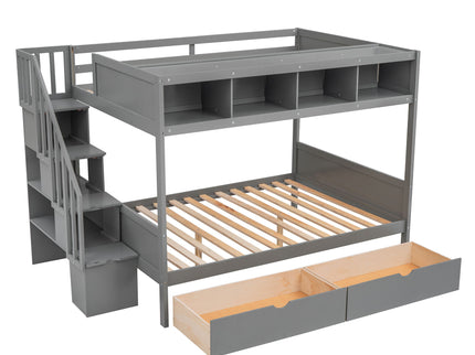 Bunk Bed With Shelfs, Storage Staircase And 2 Drawers