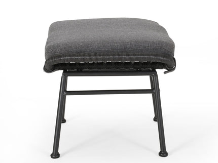 Outdoor Modern Boho Wicker Ottoman With Cushions (Set of 2)