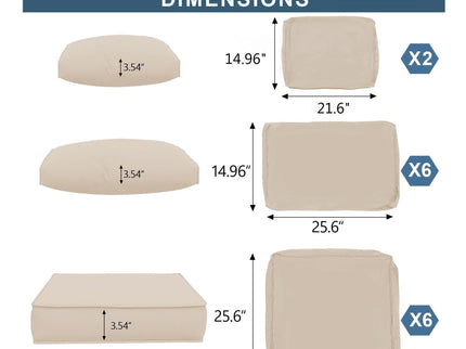 Outdoor Deep Seat Cushions For Patio Furniture Replacement, Cushion Set For Sectionals