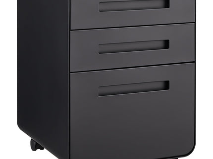 3 Drawer Mobile File Cabinet Under Desk Office, Simple Style Versatile Storage Cabinet For Legal / Letter / A4 Files, 5 Wheel Design Anti-Tilting Cold Rolled Steel Waterproof Moisture-Proof