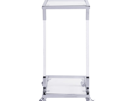 Side Table, Sofa Table, Glass Top C Shape Square Table With Metal Base For Living Room, Bedroom, Balcony Home And Office