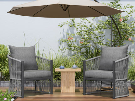 Modern Curved Aluminum Lounge Chair With Stylish Rope Weave Design And Cushioned Comfort For Outdoor