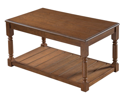 Coffee Table With Slatted Lower Shelf For Living Room