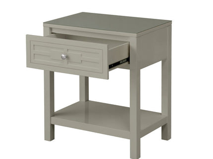 Dylan - Wooden End Side Table Nightstand With Glass Top And Drawer