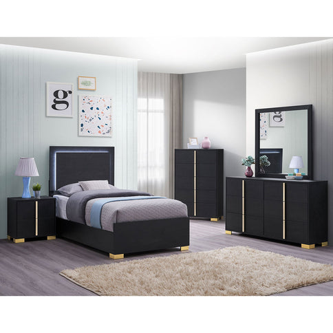 Jeremiah - LED Panel Bed With Touch Controlled Lighting