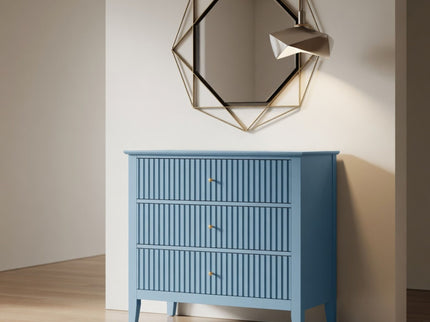 Fluted 3 Drawer Nightstand With Soft Close Slides