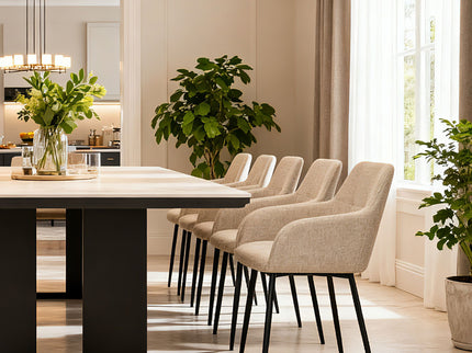 Dining Chair With Backrest And Wide Seat (Set of 2) - Beige