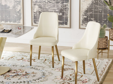 Modern Sponge-Filled Dining Chair, Solid Wood Metal Legs, Suitable For Restaurants, Living Rooms And Rooms (Set of 2) - White