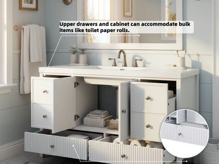 Bathroom Vanity With Separate Sink, Soft Close Doors And 4 Drawers