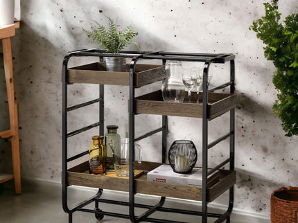 Vorrik - Serving Cart - Black / Walnut