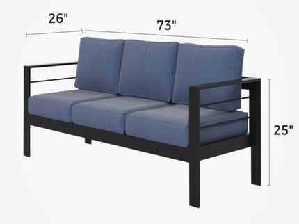 All-Weather Patio Sofa With Cushions, 3 Seat Outdoor Couch