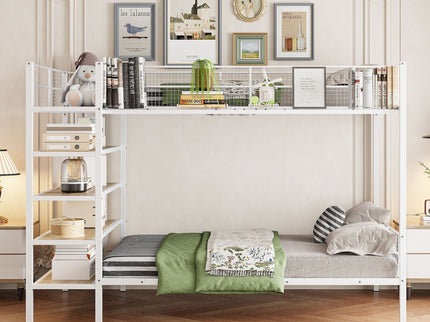 Bunk Bed With 5 Tier Shelves