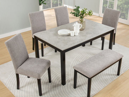 6 Piece Dining Table Set With Bench And Chairs