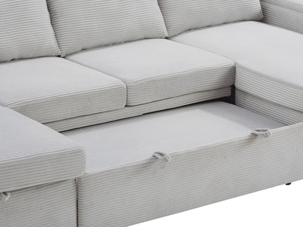 U Shaped Sectional Sofa Bed With Storage Chaise Lounges, USB Ports, And Cup Holders