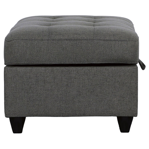 Storage Ottoman With Tufted Design - Gray