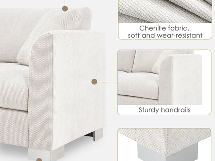Modern Cloud Sectional Sofa L Shaped Luxury Couch Set With 2 Free Pillows 4 Seat With Oversized Chaise