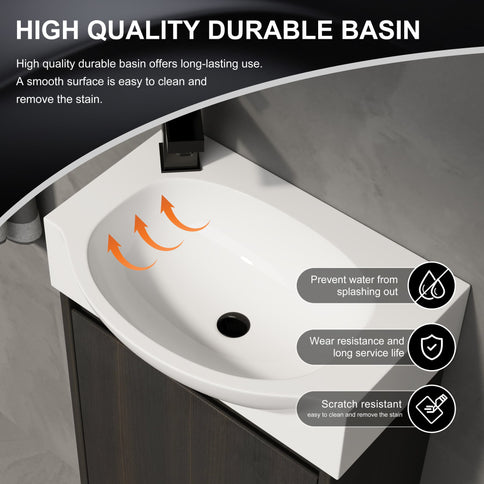 Modern Bathroom Vanity With Ceramic Basin, Wall Mounted Floating Sink Combo, Storage Cabinet