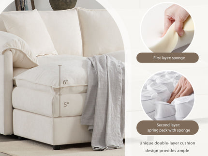 Modular Sectional With Deep And Wide Seat, Cloud Couch Set With Double Cushions Sofa With Movable Ottoman