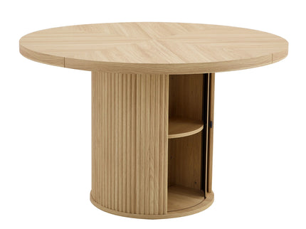 Roman Column Round Dining Table With Double Layer Storage - Wood