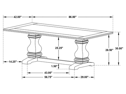 Villeneuve - Rectangular Double Pedestal Dining Table - Rustic