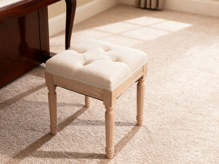 Small Padded Square Ottoman Bench For Living Room - Beige