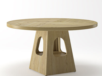 Farmhouse Round Dining Table With Storage Base