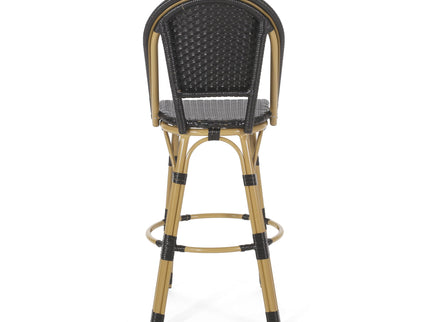 Outdoor Rattan And Aluminum French Barstools (Set of 2)