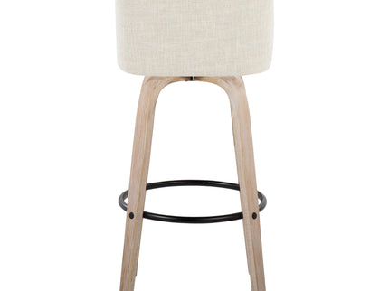 Toriano - Contemporary Fixed Height Barstool Swivel And Round Footrest (Set of 2)
