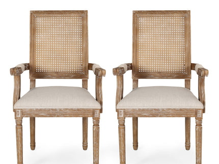 Upholstered Dining Chair With Cane Backrest