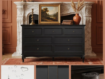 7 Drawer Dresser, Storage Chest - Black