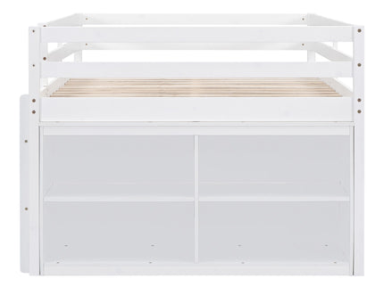 Loft Bed With Retractable Writing Desk And 4 Drawers, With Lateral Portable Desk And Shelves