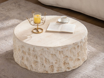 Round Coffee Table & Smooth Texture For Living Room - Light Beige