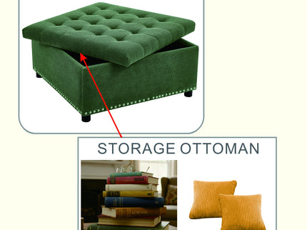 Square Tufted Storage Ottoman With Nailhead Trim
