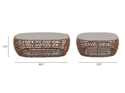 Willow - Oval Woven Patio Coffee Table, Wicker Frame