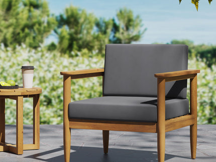 Outdoor Club Chair, Patio Chair With Teak Acacia Wood Frame - Dark Gray