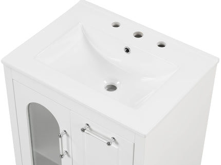 Modern Bathroom Vanity With Sink, Cabinet With 2 Drawers And Door, Adjustable Shelf