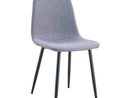 Luxury Simple Chair Linen Cotton High Resilience Dining Chair With Black Metal Legs (Set of 4) - Light Gray